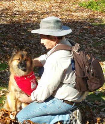 Randy sporting his Totto backpack and hanging out with Princess. 